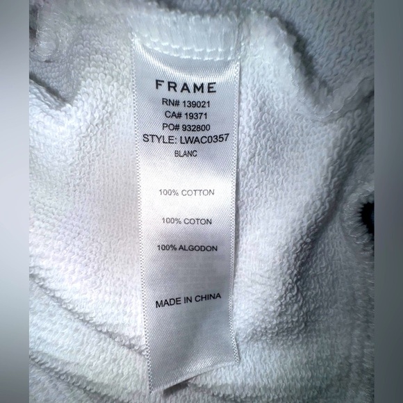 FRAME Pleated Panel Puff-Sleeve Sweatshirt. Eggshell white. Size small  VGUC - Picture 10 of 12